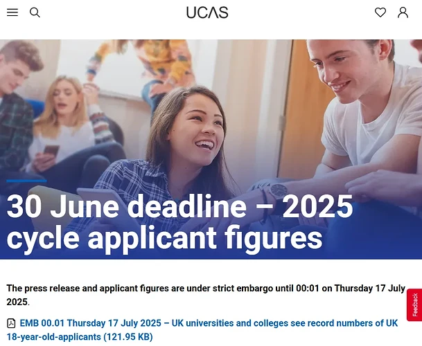 UCAS官网公布2025申请人数据
